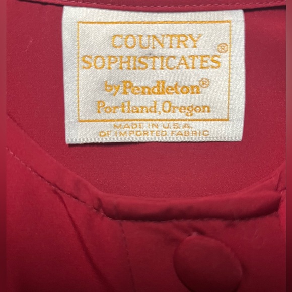 Country Sophisticates by Pendleton VINTAGE Red Blouse Long Sleeved Women’s 6 - Picture 3 of 7